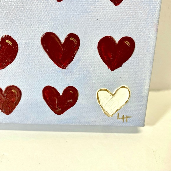ORIGINAL HANDMADE Acrylic Heart Art on 6”x6”x1.5” Gallery Wrapped Canvas - Picture 3 of 9